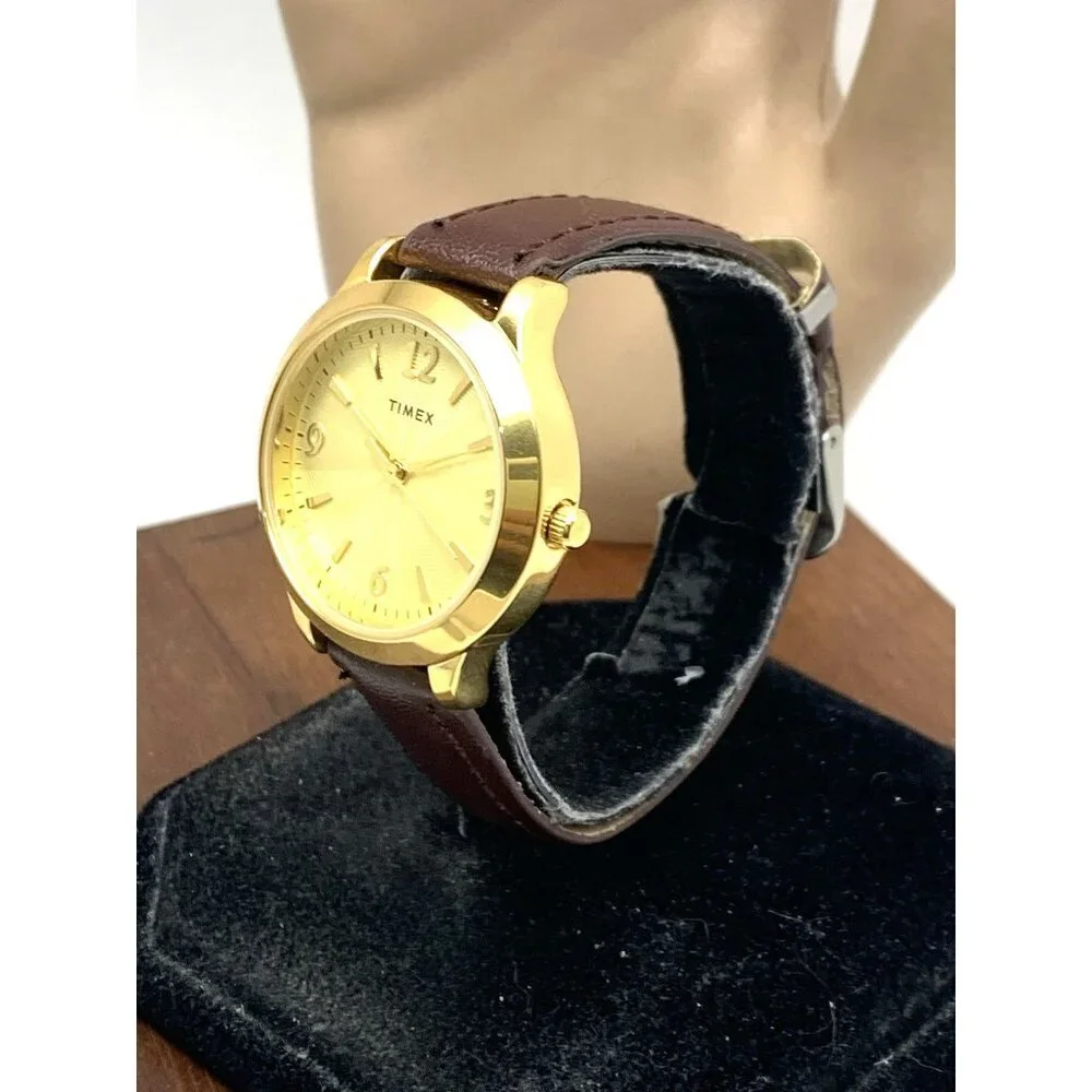 Timex Women's Watch TW2V36000 Quartz Gold Brown Leather Band 32mm